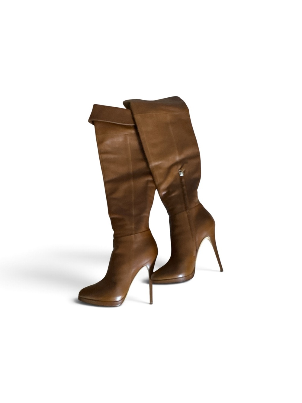 Casadei Brown Leather Over-the-Knee Stiletto Boots